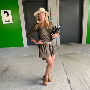 Angie BoHo Olive Green Dress